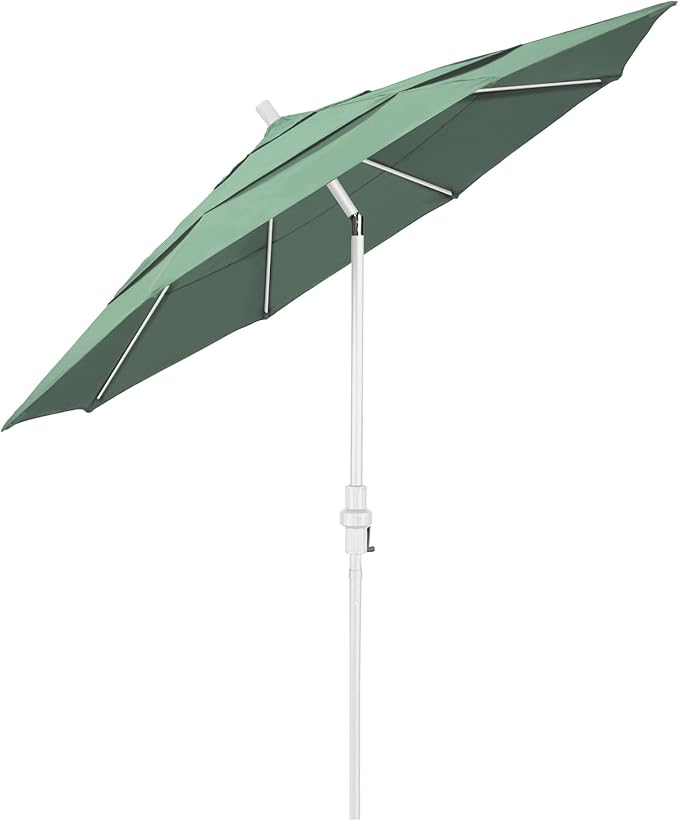 California Umbrella 11' Round Fiberglass Rib Market Umbrella, Crank Lift, Collar Tilt, White Pole (GSCUF118170-SA13-DWV)