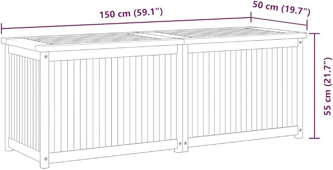 Patio Garden Storage Box, Outdoor Storage Box Deck Box, Entryway Storage Box, Outdoor Storage Organization Box for Garden Balcony Yard, 59.1"x19.7"x21.7" Solid Wood Teak,-630