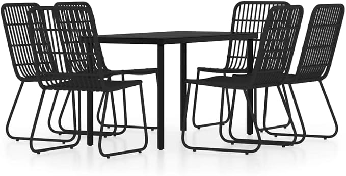 Backyard Furniture Patio Conversation Sets Outdoor Seating 7 Piece Patio Dining Set Black Suitable for Swimming Pool, Courtyard, Garden