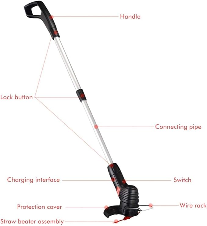 Cordless String Trimmer Edger, Electric Weed Eater Cutter with Telescopic Shaft, Cordless Lawn Trimmer Cordless Rechargeable Grass Trimmer String Grass Trimmer for Garden Lawn (U.S. regulations)