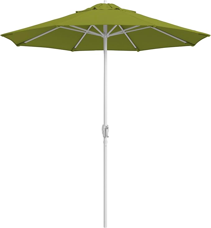 California Umbrella 8-Year Protection 7.5 Ft Outdoor Patio Umbrella, Solstice Fade-Resistant Fabric, Auto-Tilt, Heavy Duty Aluminum Frame, 8 Reinforced Ribs for Pool or Deck, White Pole, Kiwi