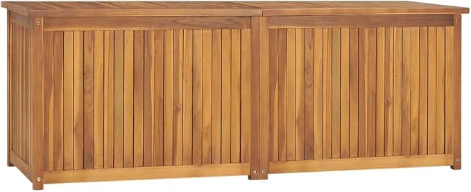 Wooden Deck Box Large Outdoor Storage for Patio Furniture, Garden Tools, Pool Supplies, Outdoor Backyard Patio Storage Deck Box Container, 59.1"x19.7"x21.7" Solid Wood Teak