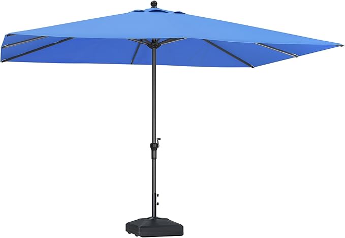 PURPLE LEAF 11.5' x 8' Rectangle Patio Market Umbrella with Base Outdoor Table Umbrellas Aluminum Frame Sun Shade with 8 Sturdy Ribs for Garden Deck Lawn Pool Sky Blue