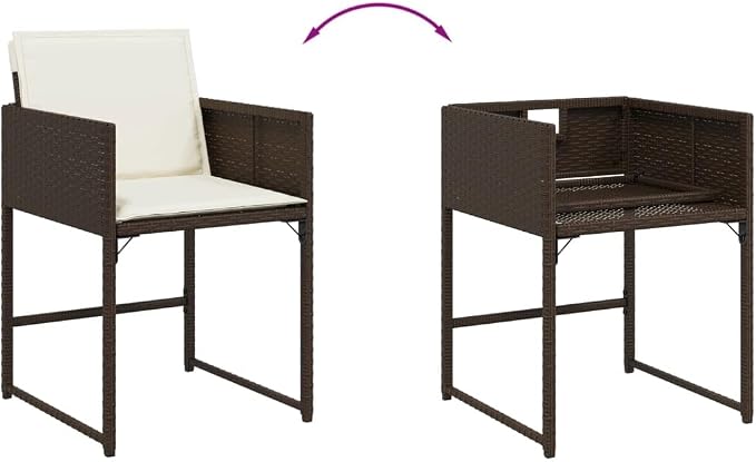 9 pcs Set Patio Dining Set & Balcony Furniture Brown PE Rattan Outdoor Dining Set Garden Dining Set for Lawn Backyard Front Porch 86.6 x 41.7 x 28.7 in