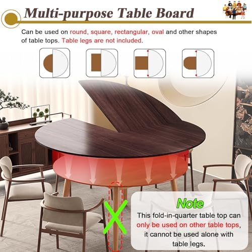 Round Table Top Extender - Portable 42-72" Banquet Table Extension, Ideal for Restaurants, Patios & Events, Durable White Finish, Perfect for Outdoor Dining