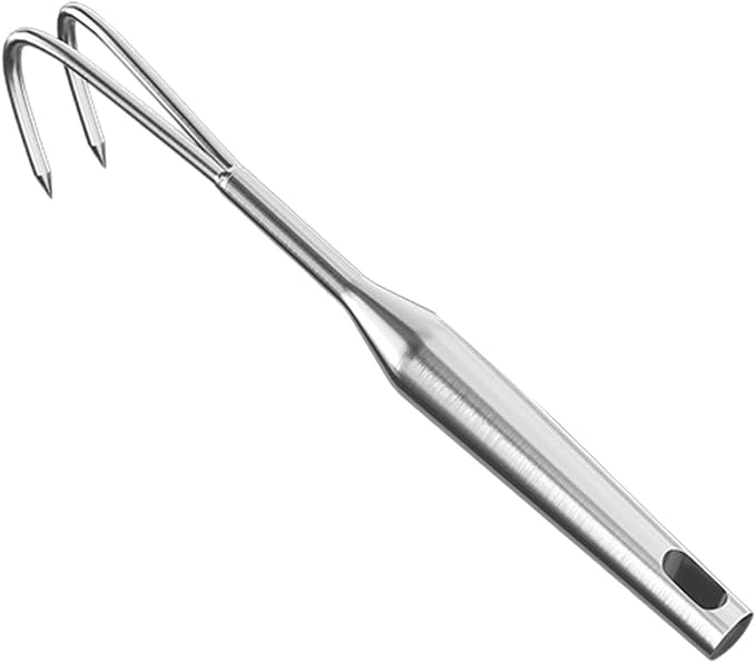 Hand Rake Stainless Steel Heavy Duty Garden Rake Weeding Tool Ergonomic Claw Rake Soil Tiller Portable Planting Rake Suitable for Flower Beds Yard Wor , 2 Tine