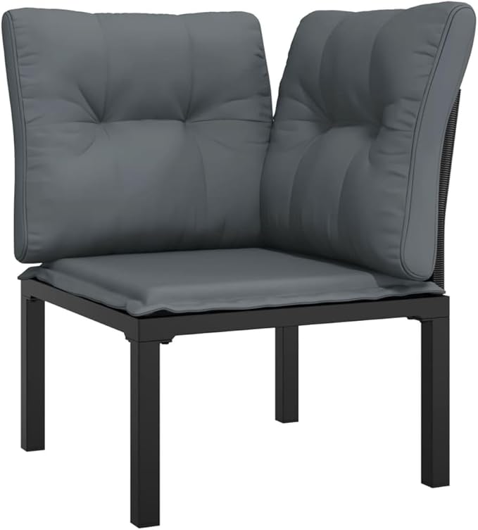 9 Piece Patio Lounge Set, Outdoor Sofa Set Outdoor Dining Sets Sectional Sofa Patio Conversation Set for Poolside Piazza Exhibition Negotiation Area Black and Gray Poly Rattan