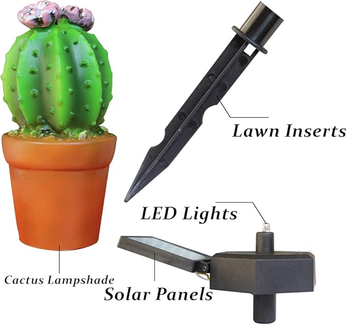 chislim Solar Lights Outdoor Decorative,Creative Cactus Pineapple Stake Waterproof Landscape Lights,Landscape Lighting for Garden Patio Lawn Yard (Cactus A-2 Pack)