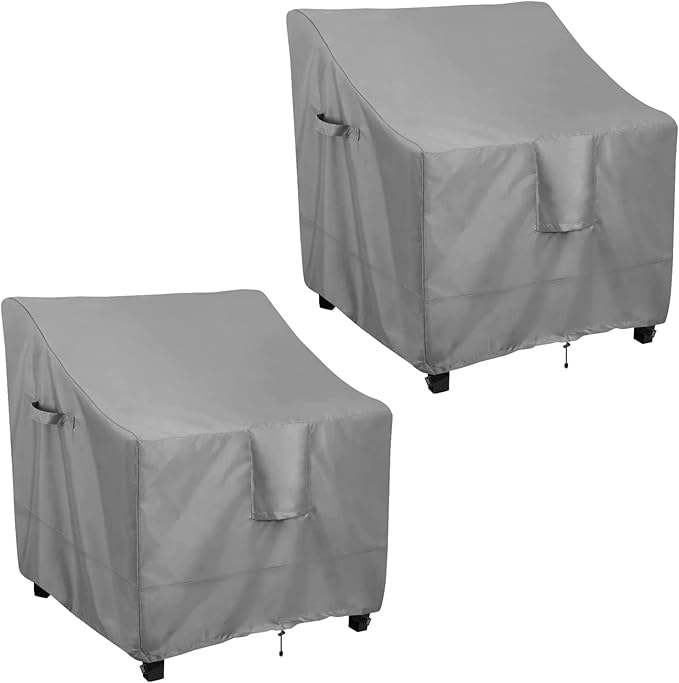 OutdoorLines Outdoor Waterproof Furniture Chair Cover - UV-Resistant Patio Lawn Chair Covers for Outdoor Furniture Windproof Heavy Duty Chair Covering, 2 Packs, 33Wx34Dx31H Inches, Grey