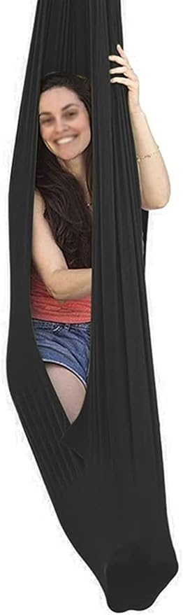 Indoor Therapy Swing Kids Snuggle Swing With Special Needs Cuddle Hammock For Children Adults Autism, ADHD, Aspergers Sensory Integration Easy To Install ( Color : Black , Size : 100*280CM/39*110in )