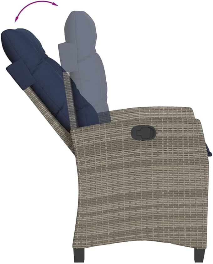 Backyard Furniture Patio Conversation Sets Outdoor Seating 7 Piece Patio Dining Set with Cushions Gray Poly Rattan Suitable for Gardens, Balconies, Decks