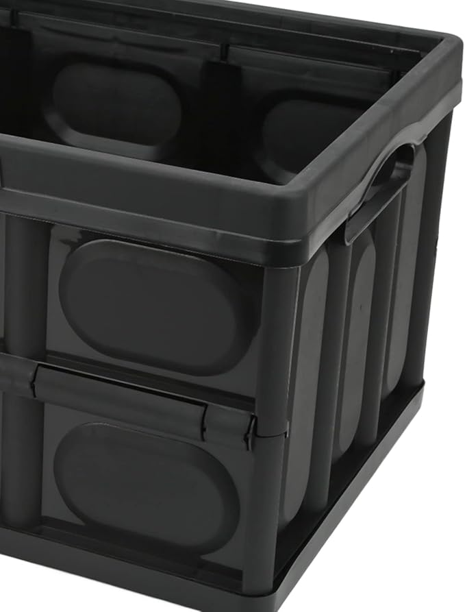 Ymiko Outdoor Storage Box, Storage Box with Wooden Panel 30L Removable Camping Box for Outdoor (Black)