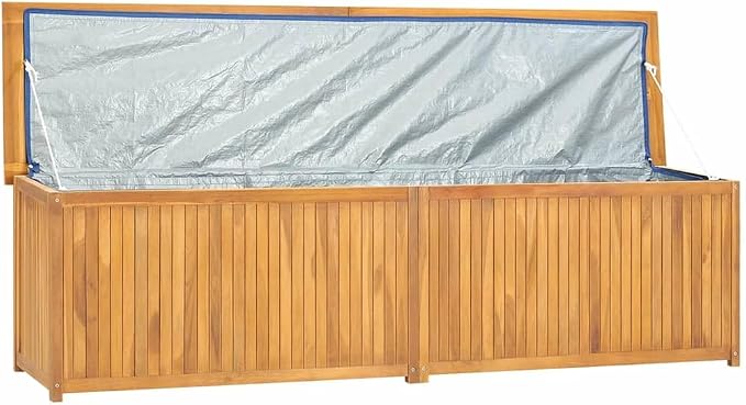 Rustic Solid Teak Garden Box, 78.7 x 19.7 x 21.7 Inch Teak Wood Patio Storage Chest with Natural Wood Grain Finish for Balcony, Garden, Garage