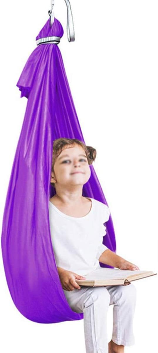 Soft Adjustable Therapy Swing Kids Hammock Hanging Cuddle Swing Seat for Children and Teens with Special Needs, Autism ADHD Indoor Outdoor Sensory Swings (Color : Purple, Size : 100 x 280 cm)