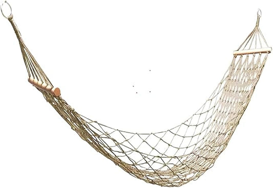 Cotton Rope Hammocks with Wood Spreader,Traditional Hand Woven Hammock for Outdoor, Indoor,Patio, Backyard,Accommodates One Person with a Weight Capacity of 220 lbs.