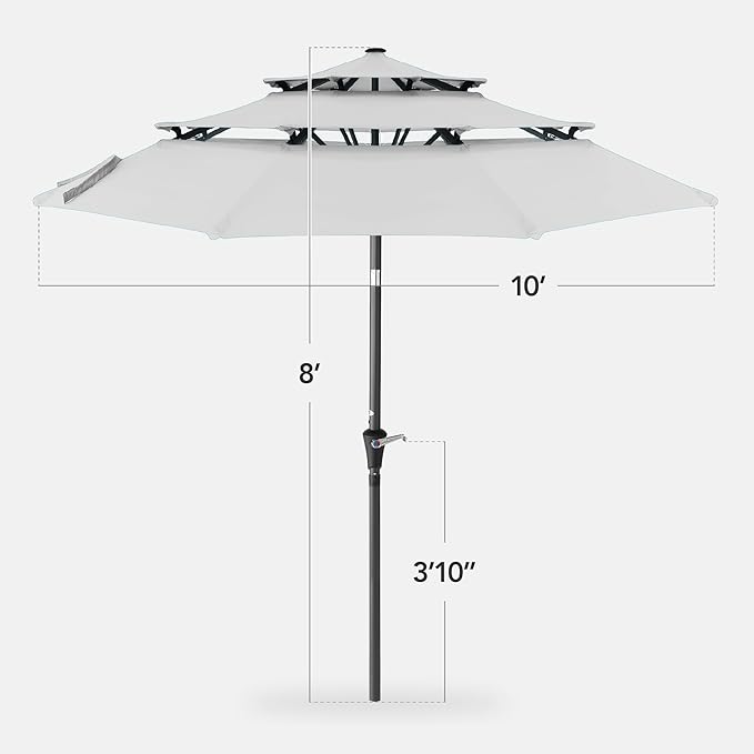 Best Choice Products 10ft 3-Tier Market Patio Umbrella, Outdoor Sun Shade with Tilt, Crank Lift, 8 Ribs for Backyard, Deck, Poolside