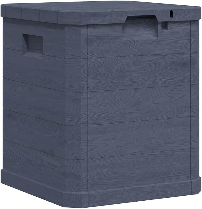90L Wood Effect Storage Box, Durable Outdoor Indoor Organizer for Patio, Garden, and Garage with 16.7x16.7x19.7in Compact Design