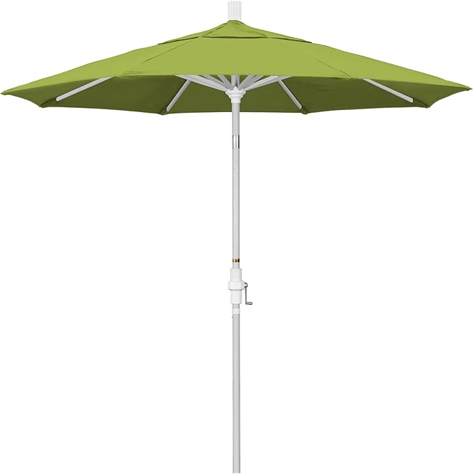 California Umbrella 7.5' Rd. Aluminum Patio Umbrella, Crank Lift, Collar Tilt, White