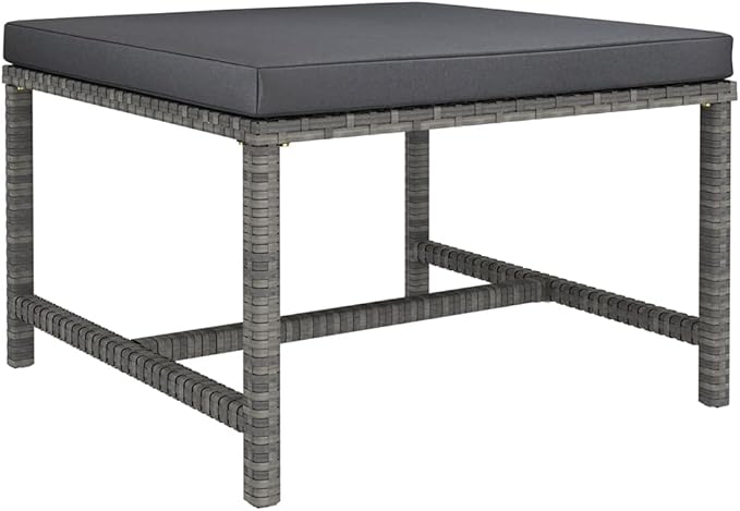 5-Piece Modular Outdoor Furniture Set, Grey PE Rattan Corner Sectional Sofa w/ 2 Ottomans, 23.6" Square Pieces, Powder-Coated Steel Frame for Patio, Balcony, Garden & Porch