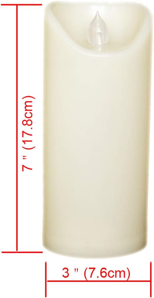 Flameless Outdoor Waterproof LED Pillar Candle with Remote Timer Battery Operated Flickering Resin Candle Light for Halloween Christmas Wedding Party Centerpiece Decorations Supplies 3”x 7” 2-Pack