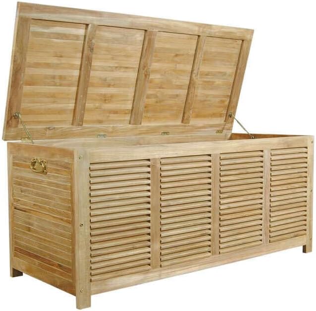 HomeStock Teak Storage Box - Outdoor Deck & Patio Furniture Cushion Container