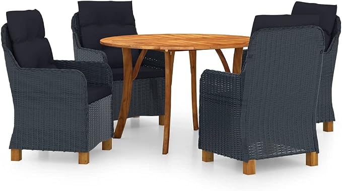 5 Piece Patio Dining Set,Outdoor Dining Set,Outdoor Furniture Sets,Patio Table and Chairs,Patio Furniture Set,Patio Coffee Table,Outdoor Patio Chairs,Modern Set,for Garden,Poolside, Dark Gray