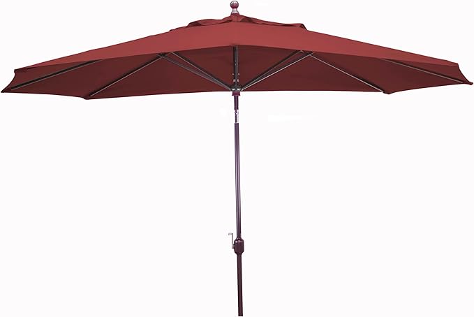 Galtech 11 FT Large Outdoor Umbrella with Auto Tilt, Stand Alone Patio Shade, Oval Sunbrella Fabric, Bronze Frame, 98% UV Protection