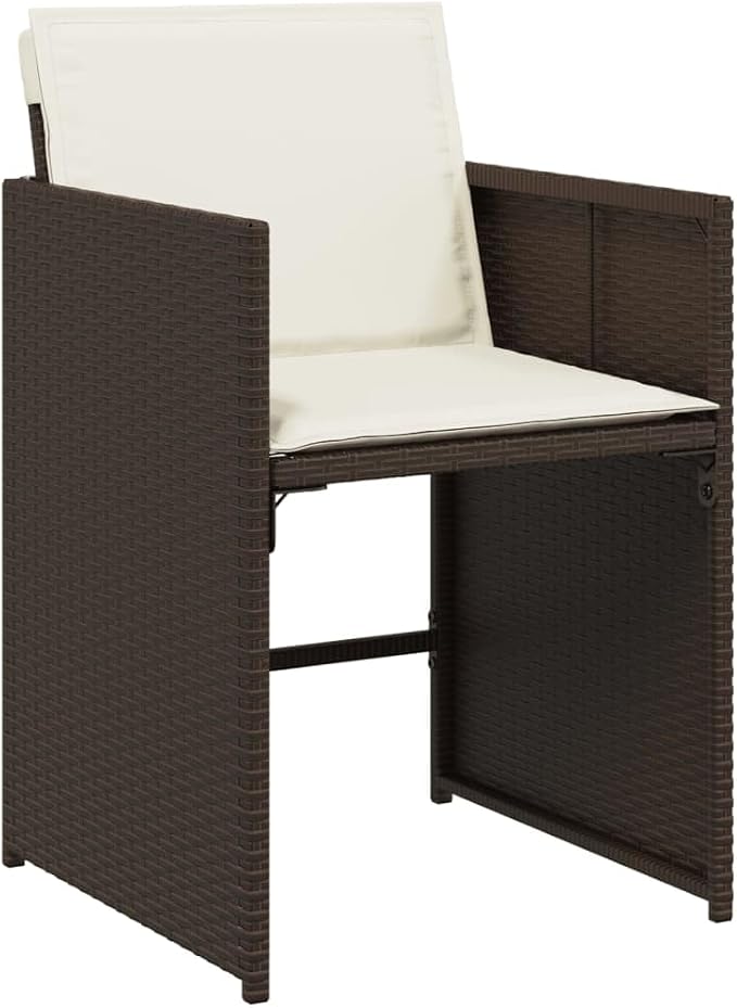 13-Piece Patio Dining Set with Cushions Brown PE Rattan Outdoor Furniture Set for Garden Backyard Balcony Foldable Chairs Tempered Glass Table