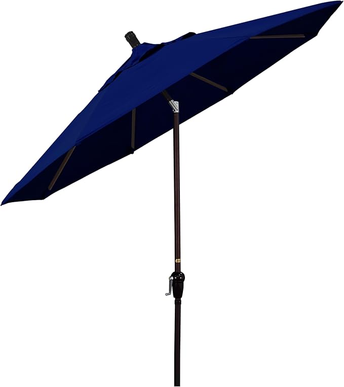 California Umbrella 9' Round Aluminum Market Umbrella, Crank Lift, Auto Tilt, Bronze Pole, Sunbrella Spectrum Cilantro