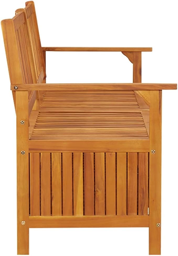 Patio Storage Bench, Outdoor Wooden Deck Box, Solid Wood Patio Furniture for Outdoor Cushions, Pool Storage and Garden Tools, 66.9"x24.8"x33.1", -336
