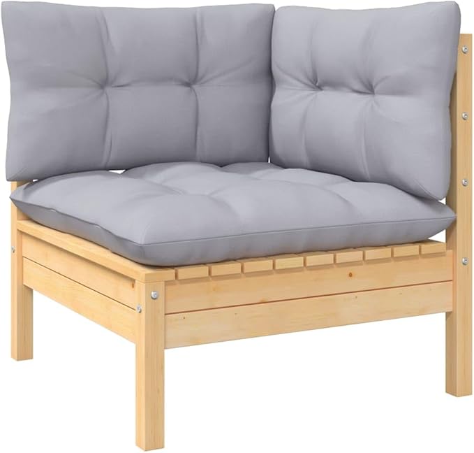 Patio Furniture Sets,Outdoor loveseat,Patio Conversation Sets,11 Piece Patio Lounge Set with Gray Cushions Solid PinewoodSuitable for Patio, Garden, Gazebo Low
