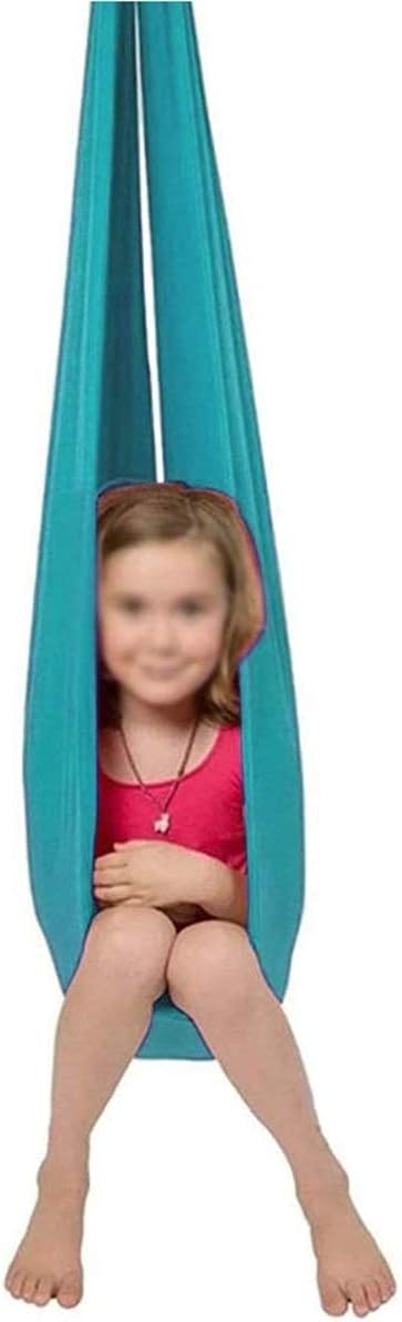 Children's Therapy Sensory Hug Swing Home Hammock for Child Autism ADHD Elastic Wrapped Stable Hanging Chair Up to 440lbs (Color : Lake Green, Size : 150 x 280 cm)