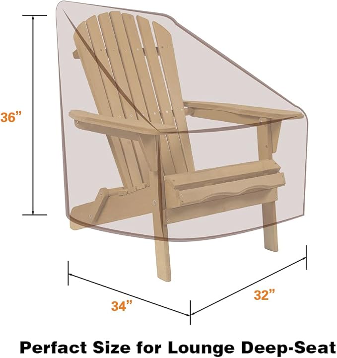 Vailge Patio Adirondack Chair Covers, Heavy Duty Patio Chair Cover, Waterproof Outdoor Lawn Patio Furniture Covers (Standard - 2 Pack, Beige & Brown)