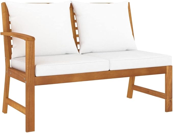 Backyard Furniture Patio Conversation Sets Outdoor Seating 4 Piece Patio Lounge Set with Cushion Cream Solid Acacia Wood Suitable for Swimming Pool, Courtyard, Garden