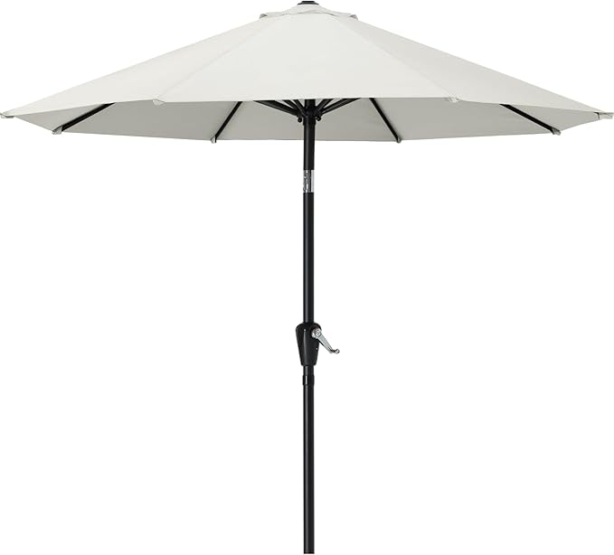 MASTERCANOPY 10FT Patio Umbrella with Push Button Tilt and Crank, Outdoor Market Umbrella with 8 Sturdy Ribs, UV Protection & Waterproof for Garden, Deck, Backyard, Pool (Light Beige)