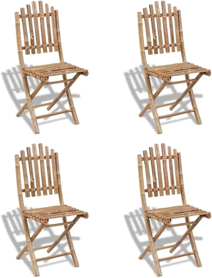 5 Piece Folding Patio Dining Set, Patio Conversation Set Porch Furniture Set Sectional Sofa Front Porch Furniture for Garden Poolside Piazza Exhibition Bamboo