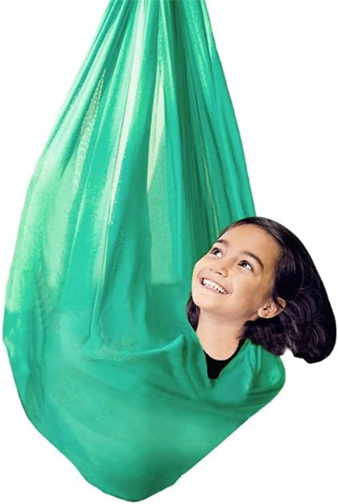 Sensory Swing for adults kids Indoor outdoor Therapy Swing Calming Snuggle Hammock durable soft strong fabric swing Great for Sensory Integration stimulation ( Color : Lake green , Size : 1M x 2.8M )
