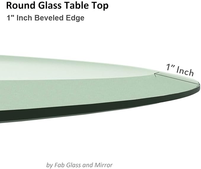 34" Inch Round Glass Table Top 1/2" Thick Tempered Beveled Edge by Fab Glass and Mirror