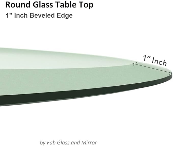 24" Inch Round Glass Table Top 3/8" Thick Tempered Beveled Edge by Fab Glass and Mirror