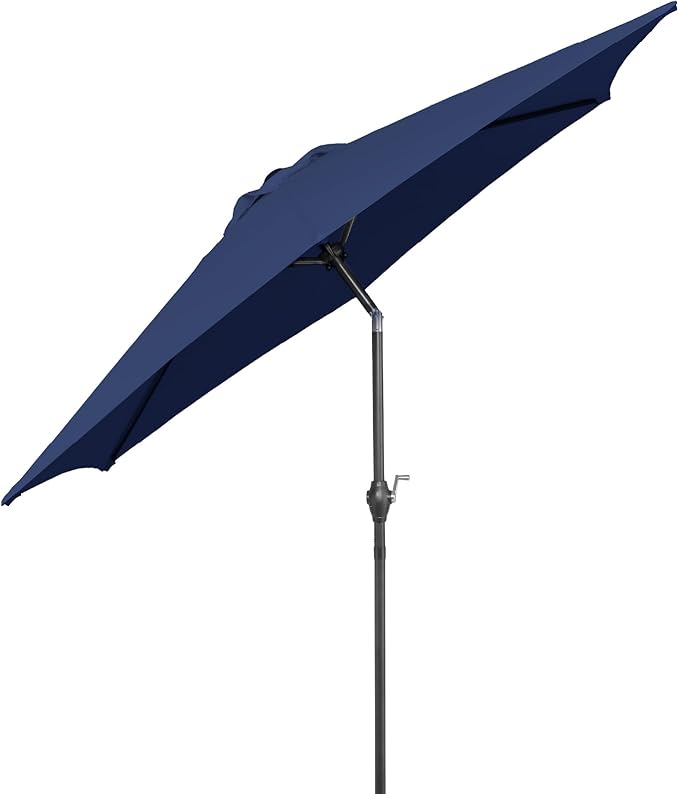 Outdoor Patio Umbrella, 7.5ft Sun Umbrella with Tilt Adjustment and Crank, 6 Ribs Outdoor Umbrellas for Patio, Deck, Garden，Yard, Poolside