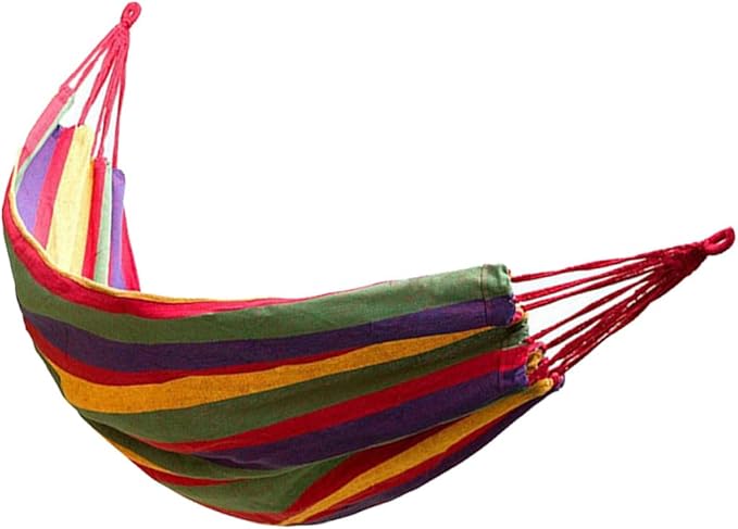 ibasenice Double Canvas Swing Hammock for Two, Thickened 280x150cm Outdoor Hanging Sleeping Bed with Two Bind Ropes and Carry Bag, Camping and Patio Relaxation Essential