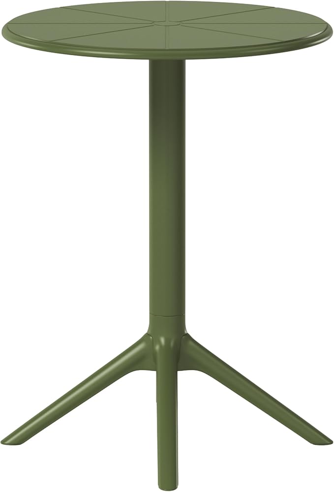 WestinTrends Playa 23.5" Outdoor Polypropylene Resin Round Patio Bistro Dining Table for 2, Olive Green