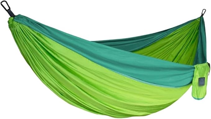 Creative Color Matching Double Hammock, Outdoor Anti-Rollover Nylon Hammock Chair, Easy to Set Up, Load Bearing 300kg/661.4lbs(Green)