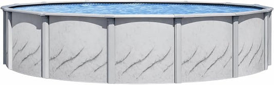 Lake Effect Pools 'Galleria' 15 ft Round Above Ground Swimming Pool | 52 Inch Steel Side Walls | Kit Includes: 25 Gauge Overlap Liner & Widemouth Skimmer