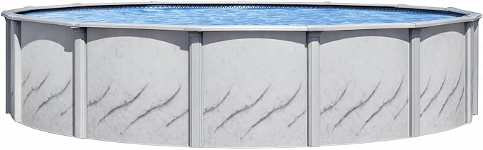 Lake Effect Pools 'Galleria' 18 ft Round Above Ground Swimming Pool | 52 Inch Steel Side Walls | Kit Includes: 25 Gauge Overlap Liner & Widemouth Skimmer