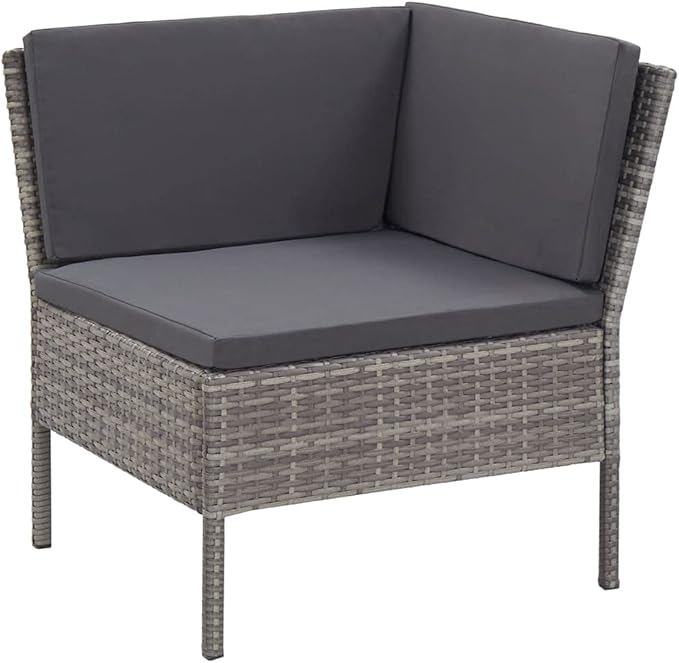 Patio Lounge Set with Cushions,Outdoor Furniture,Outdoor Furniture Sets,Patio Conversation Sets,for Garden,Deck,Backyard,6 Piece Poly Rattan Gray