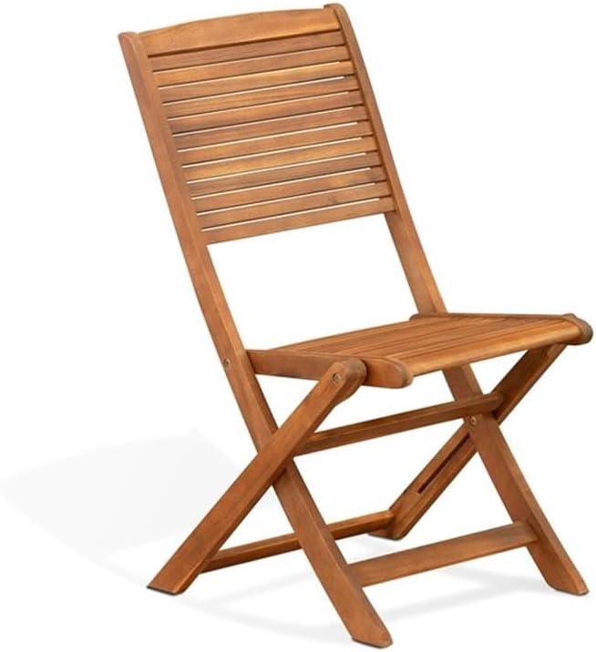 Pemberly Row Contemporary 5-Piece Outdoor Patio Dining Set, Natural Oil Finish, Rectangular Table with Folding Chairs, Lightweight Design, Space-Saving Outdoor Dining Furniture for Patio or Garden Use