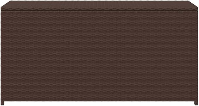 Outdoor Storage Box, Rectangular Deck Box for Patio Furniture, 47.2 Inch Garden Storage Chest with Gas Lift Lid, Wicker Rattan Container for Cushions and Blankets, Brown