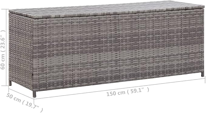 Patio Storage Box Gray,Outdoor Storage Box,Patio Box,Terrace Tables and Chairs,Porch Storage Box,Toy Box,for Home,Garden,Patio,Pool,Back-Yard,Lawn,59.1"x19.7"x23.6" Poly Rattan