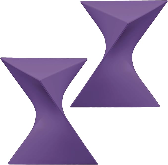 LeisureMod 15.75" Triangular Side Table, Stackable Plastic Accent End Table for Indoor & Outdoor Use, Weather-Resistant Modern Patio & Living Room Table, Set of 2, Purple